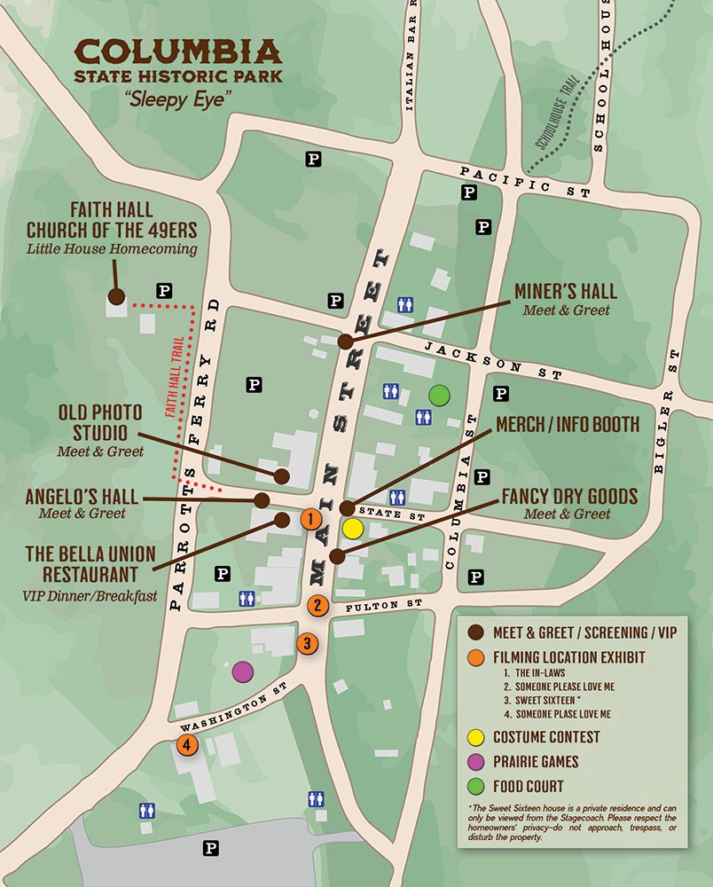 Columbia Event Map for the Little House on the Prairie Cast Reunion 2025